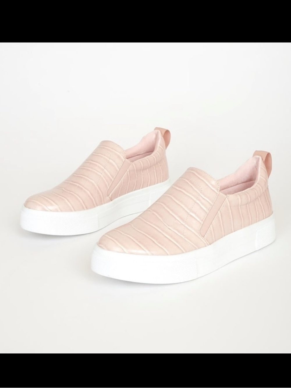 NWT Crocodile Embossed Blush Pink Slip-On Platform Sneakers Size 6